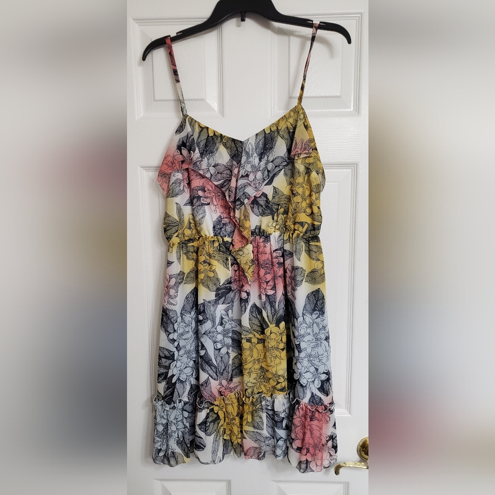 Jessica Simpson White, Yellow, Gray, and Pink Floral Dress